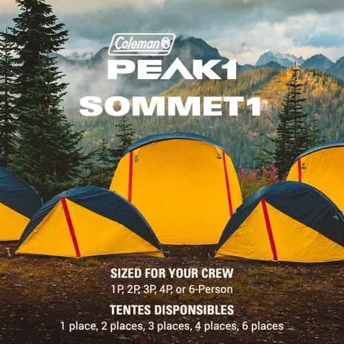 Vista 7 de Coleman PEAK1 - Tienda de campaña premium impermeable para mochileros con toldo contra lluvia y huella, tienda de camping ligera que soporta vientos