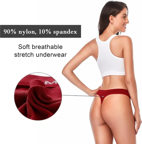 Vista 3 de Women Womens Low Underwear Thongs Thong Breathable Panties 6 Pack