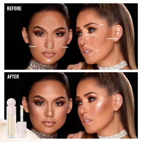 Vista 8 de Resaltador líquido de maquillaje - Resaltadores faciales y luminizadores, resaltadores de maquillaje para un brillo natural de larga duración
