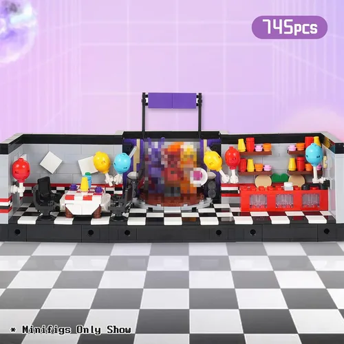 Vista 2 de Five Nights Juguetes de Bloques de Construcción de Escenario, Juego de Construcción de Juego de Terror Clásico, Regalos de Cumpleaños de Halloween
