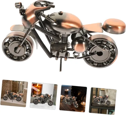 Vista 9 de Motocicleta de metal retro, estilo vintage, de hierro forjado, modelo de motocicleta, artesanía, escultura de arte de hierro coleccionable