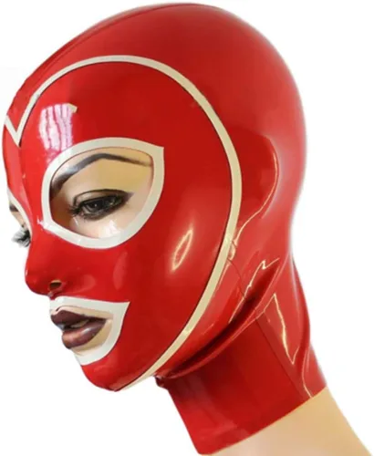 Vista 2 de Mujeres Sexy Hecho a Mano Látex Capucha Unisex Máscara de Goma Cosplay Club Wear Gummi Heterosexual