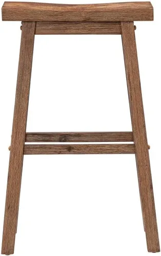 Vista 4 de Boraam Sonoma Taburetes de Bar de Cocina tipo Silla de Montar sin Respaldo - Madera de Granero con Acabado Cepillado - Juego de 2