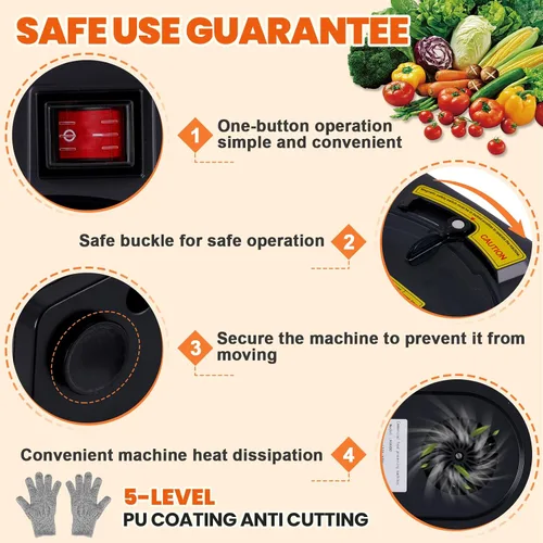 Vista 4 de Procesador eléctrico de alimentos 4 en 1 cortador de verduras triturador de verduras uso doméstico comercial, picador de verduras resistente, 100 W