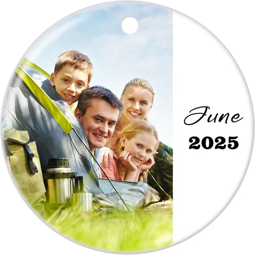 Vista 27 de Adornos de Navidad Personalizados 2025 de Cerámica con Imagen y Texto Personalizados, Ornamento Colgante, Decoraciones Personalizadas para Árbol