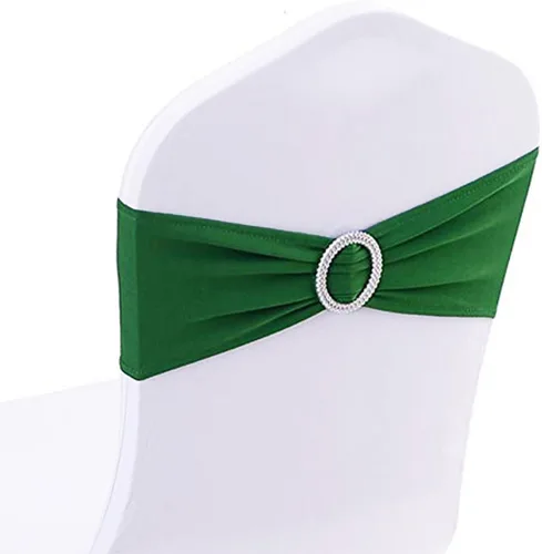 Vista 12 de Paquete de 50 bandas negras de elastano para sillas de boda, lazos con hebillas para fiestas, cumpleaños, fiestas, banquetes de jubilación