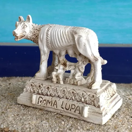 Vista 5 de Estatuas de lobo de la antigua Roma pequeña escultura de reptil acuario terrario pecera decoraciones adorno tortuga lagartija tanques decoración