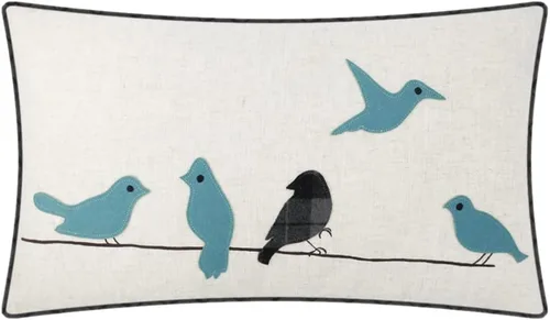 Vista 12 de JWH Funda de almohada decorativa con diseño de pájaros coloridos, funda de cojín lumbar color amarillo aguamarina, funda de almohada para decoración