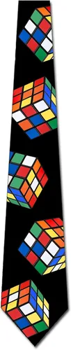 Vista 3 de Three Rooker Puzzle Cube Ties Corbata de rompecabezas 3D para hombre, Negro