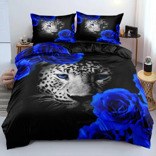 Vista 26 de Juego de funda de edredón con diseño de tigre blanco, tamaño individual, funda de edredón con estampado de animales salvajes, juego de ropa de cama