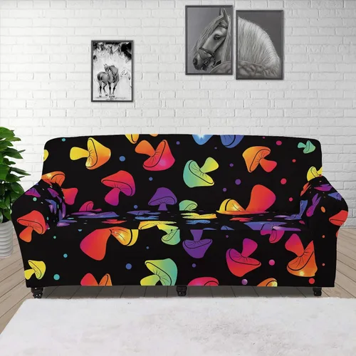 Vista 17 de Boatee Funda elástica para sofá con diseño de murciélago y luna de Halloween, funda de sofá suave, lavable, protector de muebles con parte inferior