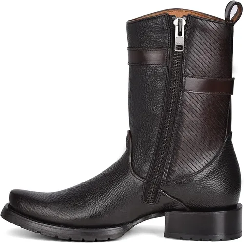 Vista 5 de Bota Cuadra para hombre en piel bovina negra con cierre de cremallera, 1J2JRS Negro