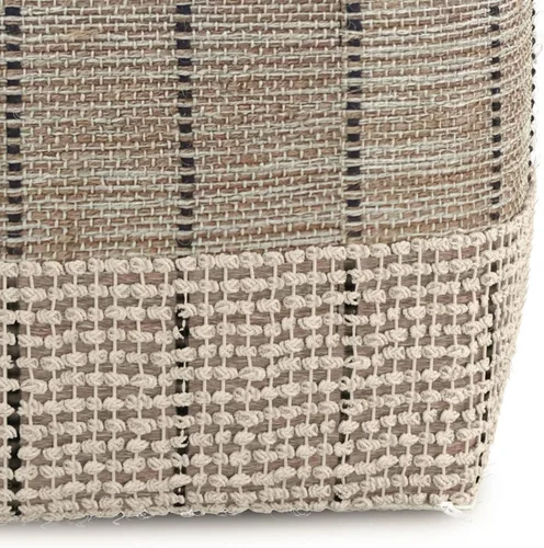 Vista 10 de SIMPLIHOME Elmer Puf cuadrado – 18 pulgadas de ancho tejido a mano yute y algodón otomano en color natural y gris, reposapiés contemporáneo