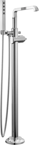 Vista 7 de Delta Faucet Tetra - Llenador de bañera independiente para montaje en el suelo con ducha de mano, grifo de bañera dorado, bronce champán