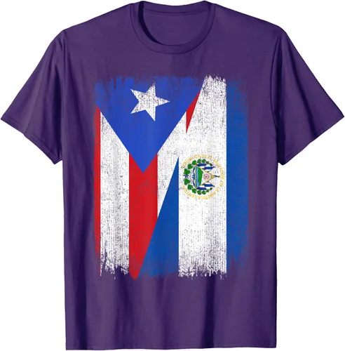 Vista 50 de Camiseta Half Puerto Rico El Salvador Flag Orgullo Salvadoreño Roots