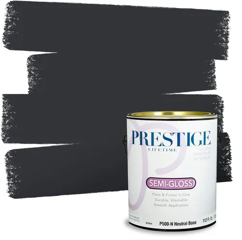 Vista 33 de PRESTIGE Pinturas Pintura Exterior e Imprimación en Uno, 1 Galón, Mate, Combinación Comparable de Sherwin Williams* Black Magic* SW6991-PCM