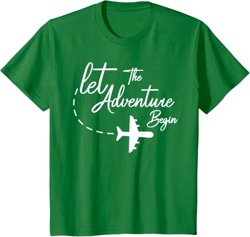Vista 35 de Let The Adventure Begin - Camiseta inspiradora en modo de viaje en avión, Negro, S