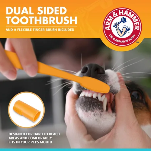 Vista 3 de Arm & Hammer Enzymatic - Kit de cuidado dental para perros, sabor a pollo, tubo de 2.5 onzas Pasta de dientes de bicarbonato de sodio, sabor a