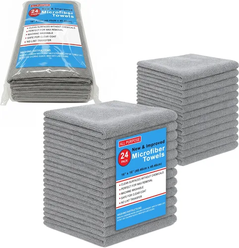 Vista 13 de Blue Horizon Toallas de limpieza de microfibra negras, paquete de 24 paños de felpa ultra suave de doble cara, paños de limpieza de microfibra