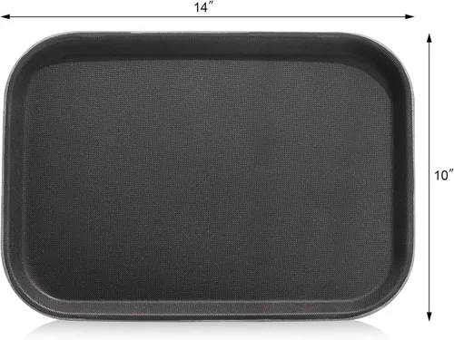 Vista 2 de New Star Foodservice 24852 Bandeja antideslizante de grado restaurante, plástico, forrada de goma, rectangular, 10 x 14 pulgadas, color negro