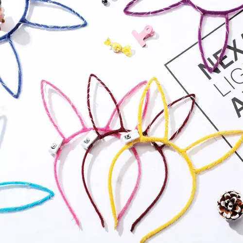 Vista 7 de WILLBOND 40 piezas de diadema con orejas de conejo LED iluminadas, accesorios para el cabello para mujer, suministros de fiesta de disfraces, 10