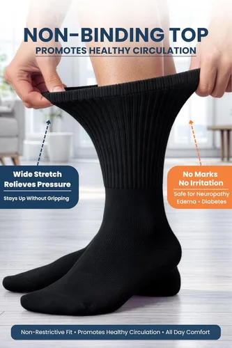 Vista 2 de Calcetines para diabéticos Special Essentials para hombres y mujeres – 12 pares de calcetines para neuropatía sin ataduras que absorben la humedad