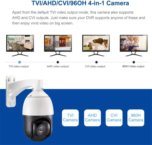 Vista 5 de EVERSECU Cámara de seguridad PTZ de crucero automático de 2 MP con zoom óptico HD 4 en 1 TVI/AHD/CVI/CVBS videovigilancia - Escaneo