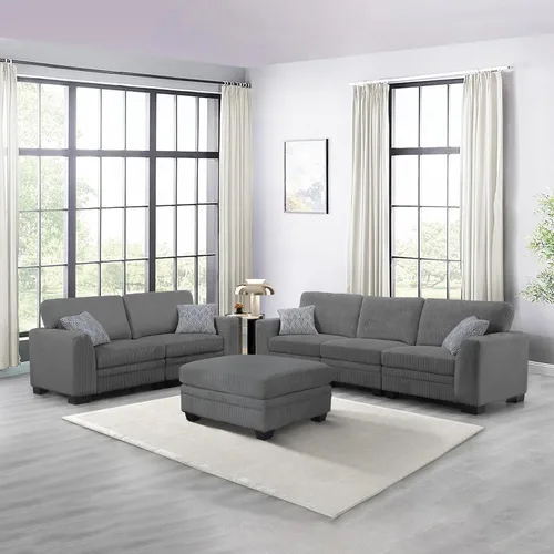Vista 27 de Legend Vansen - Sofá modular de gran tamaño, sofá de pana en forma de U/L con otomana, asiento profundo y cojín extraíble, fácil montaje para sala