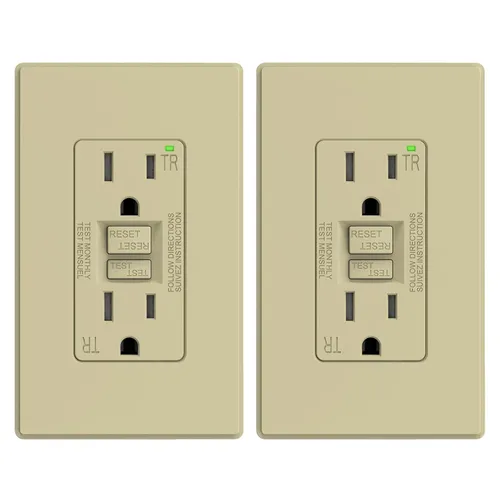 Vista 13 de ELEGRP Toma GFCI de 15 amperios, toma eléctrica GFI de autoprueba con diseño más delgado, receptáculo GFCI resistente a manipulaciones TR