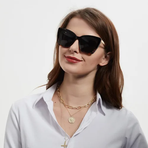 Vista 4 de Mosanana Gafas de sol de ojo de gato de gran tamaño para mujer estilo moderno modelo GLAM