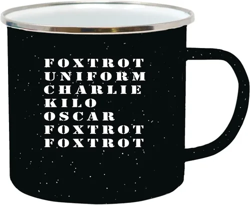 Vista 2 de Rogue River Tactical Foxtrot - Taza de café esmaltada para campamento, regalo para veterano militar o servicio activo