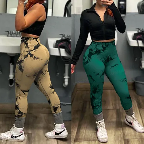 Vista 2 de SENBAN Leggings de entrenamiento para mujer pantalones de yoga de cintura alta con levantamiento de glúteos, leggings de gimnasio sin costuras