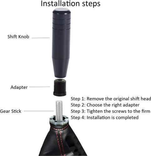 Vista 4 de Perilla de Cambio, cabezal de pomos de auto Gear Shifter, Accesorios de aleación de aluminio de operación automática., Negro