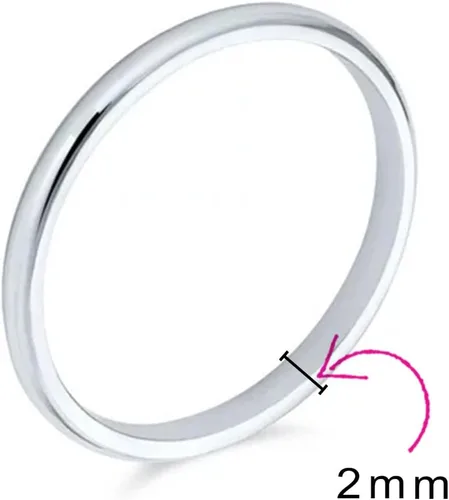 Vista 4 de Bling Jewelry Anillo de boda de plata de ley 925 unisex personalizado para parejas, para hombres y mujeres, diseño minimalista pulido simple