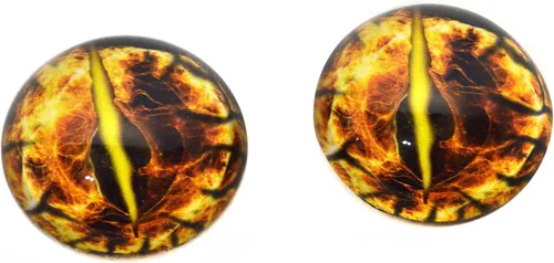 Vista 4 de High Dome Yellow Fractal Dragon Half Sphere Glass Eyes Fantasía Taxidermia Arte, escultura o joyería artesanal, juego de 2 (0.394 pulgadas)