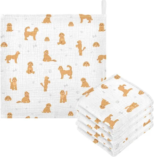 Vista 40 de Toallas de algodón para bebé, toallas de baño unisex para recién nacidos, toallitas naturales para piel delicada, 11.8 x 11.8 pulgadas, paquete de 5