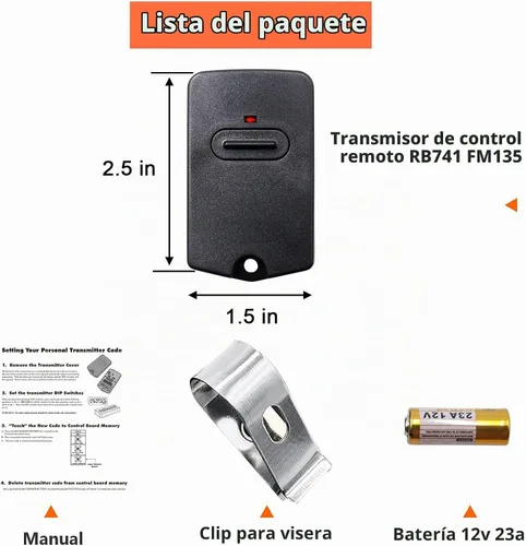 Vista 4 de RB741 para mando a distancia Mighty Mule Gate, 318 MHZ (paquete de 2)