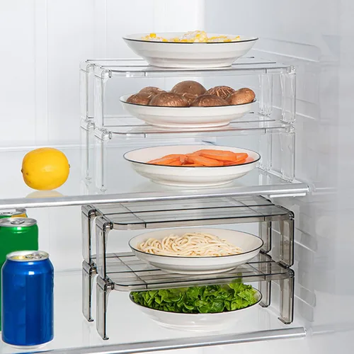 Vista 5 de Organizador de 2 piezas para nevera Lazy Susan, mini soporte para nevera, lado de almacenamiento del refrigerador