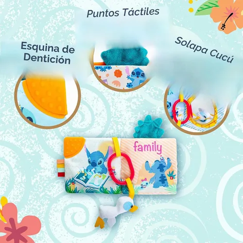 Vista 3 de Kids Preferred Disney Baby Lilo & Stitch Soft Book: libro suave Stitch ON-The-GO, color azul, mediano