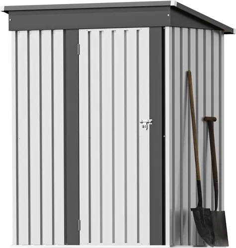 Vista 13 de Greesum Cobertizo de almacenamiento para exteriores de 3 x 3 pies, cobertizo de metal con cerradura para patio trasero, piscina, patio y Negro