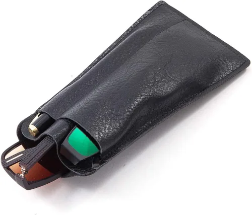 Vista 6 de TRIUMPH VISION Bolsa doble para gafas de sol, funda de cuero suave para gafas de sol y lectura