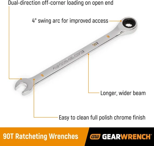 Vista 2 de GEARWRENCH Llave de trinquete combinada con arco oscilante de 4 grados y 12 puntos de 6 mm - 86906
