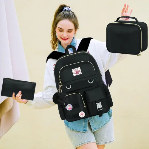 Vista 5 de WZLVO Mochila para laptop para niñas y mujeres, 15.6 pulgadas, bonita estética, resistente al agua, antirrobo, para la escuela universitaria