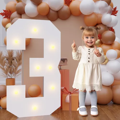 Vista 29 de Letras de marquesina de 3 pies de alto, letras y para decoraciones de fiesta de cumpleaños Light up Letters without Sidewalls, Lightweight Foam