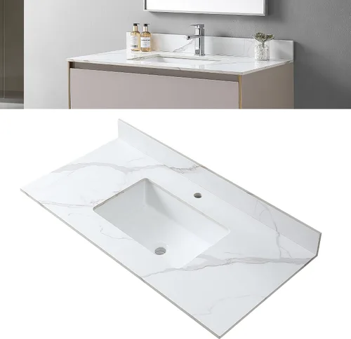 Vista 14 de Salpicaduras laterales para fregadero de baño de 22 x 4 pulgadas, tamaño universal para lavabo de baño, salpicaduras laterales de piedra