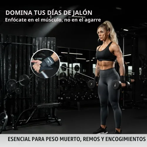 Vista 5 de Weight Lifting Straps with D Ring - Gym Straps with D Ring Negro