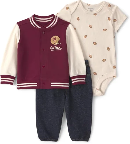 Vista 25 de Carter's Baby Boys' 3-piece Bodysuit Pant Sets Construcción azul