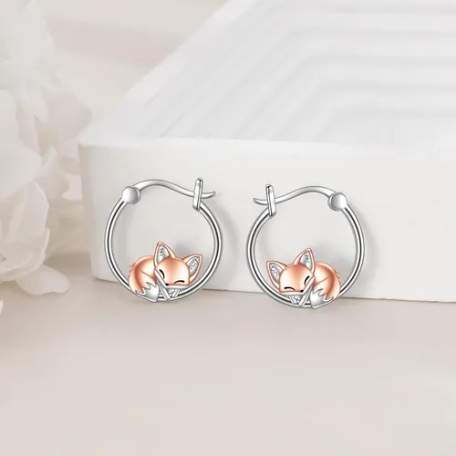 Vista 4 de Aretes de plata de ley 925 con diseño de oso, pingüino, ajolote, pulpo, mapache, regalos de Navidad para mujer