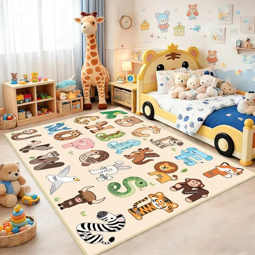 Vista 15 de Alfombras infantiles para sala de juegos, alfombra ABC de 2.5 x 4 pies para niños pequeños, alfombra de aprendizaje educativo, alfombra