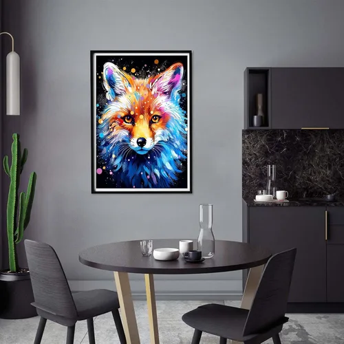 Vista 3 de Yomiie Kits de arte de diamantes 5D para adultos, zorro, pintura con diamantes, pintura al óleo de animales, kit de taladro redondo completo, imagen